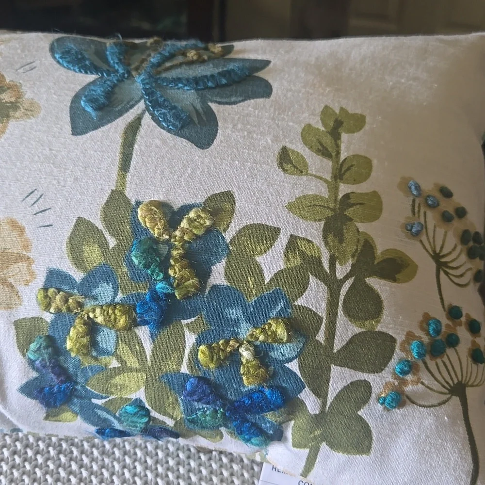 Pier 1 Imports Floral Embroidered Accent Pillow